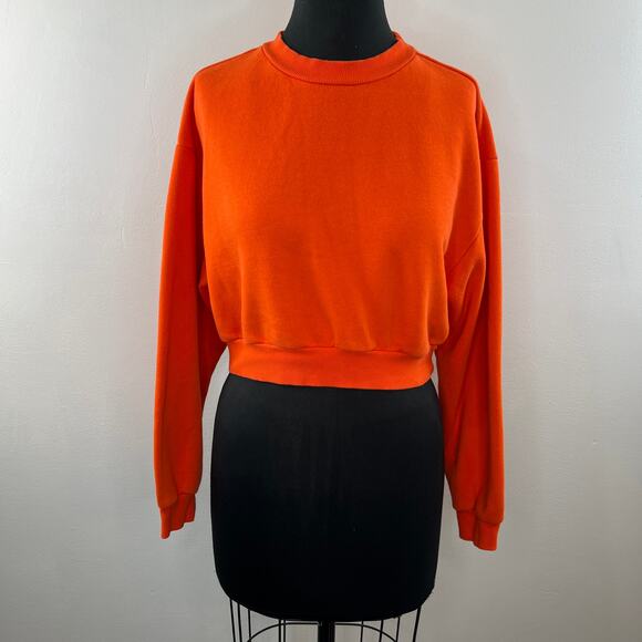 H&M Orange S Sweatshirt Mock Turtleneck Dropped Shoulders Long Sleeve Pullover - Picture 2 of 6